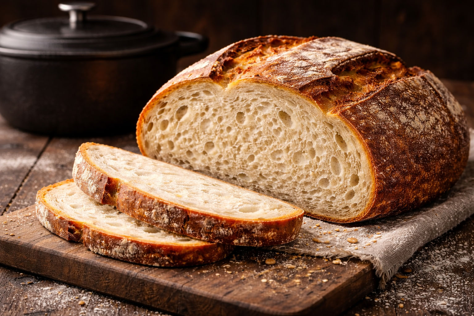 Frisches Brot ohne Kneten aus dem Topf